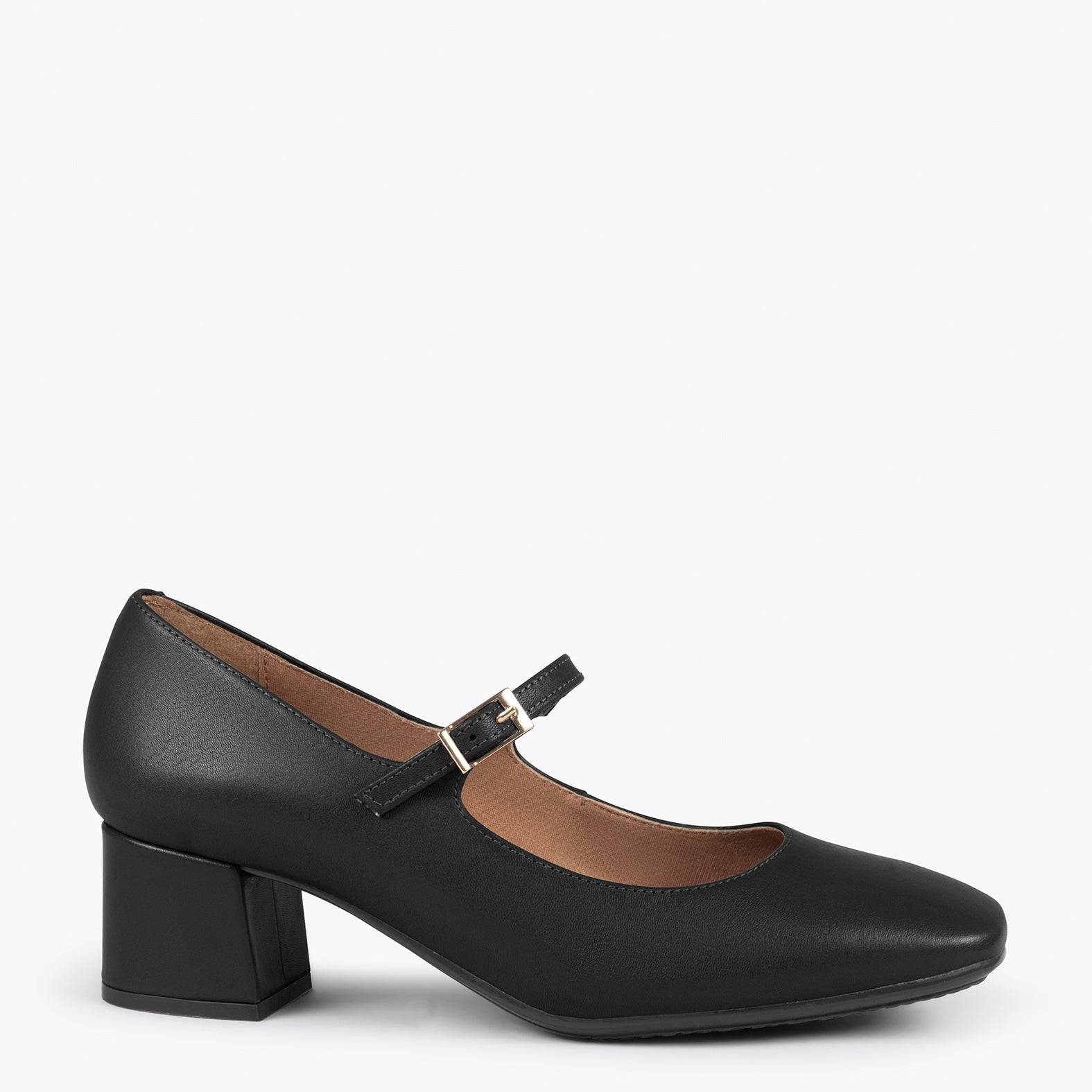 BELLA - Zapatos con pulsera y puntera cuadrada NEGRO