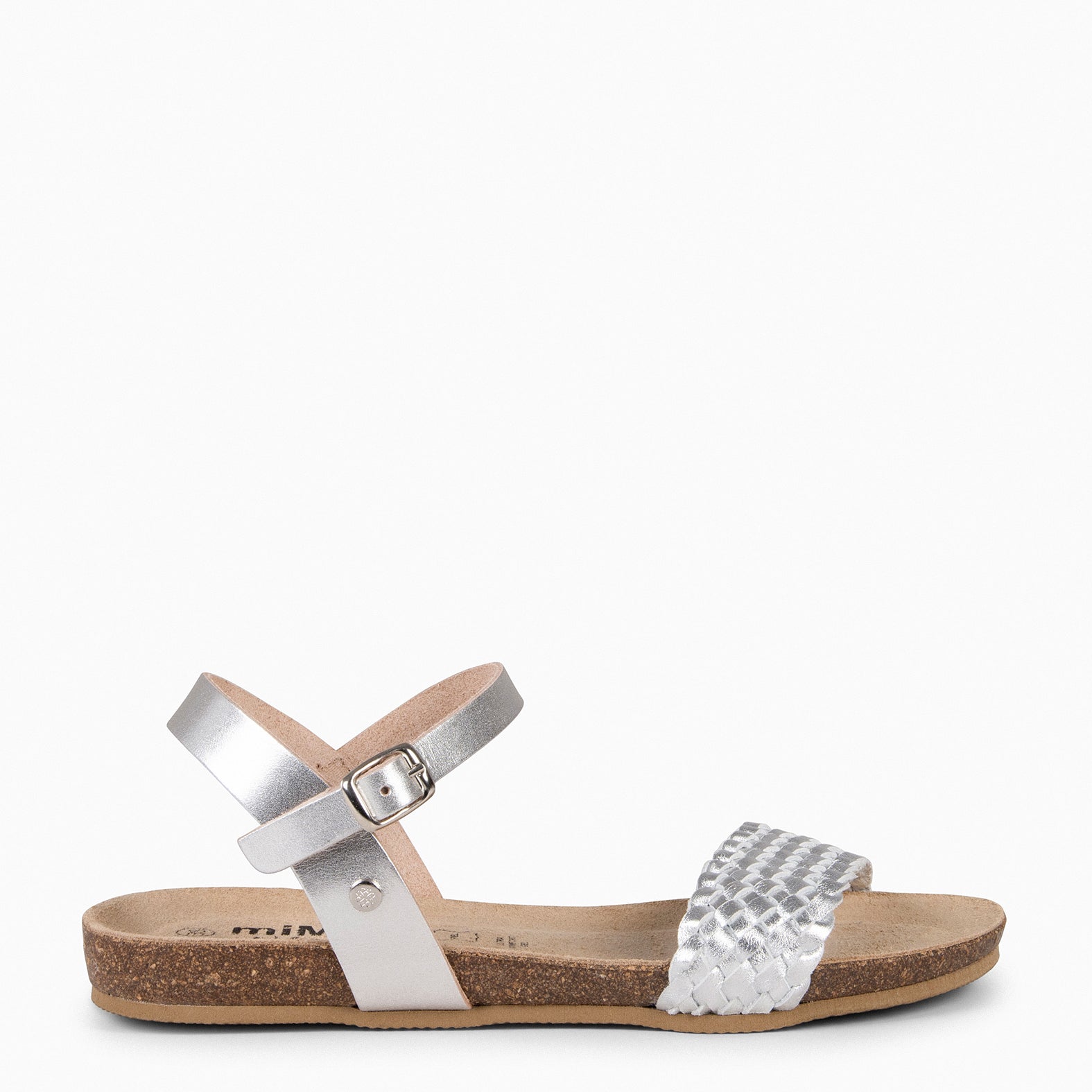AIRE - Sandalias Planas BIO de tira Trenzada PLATA