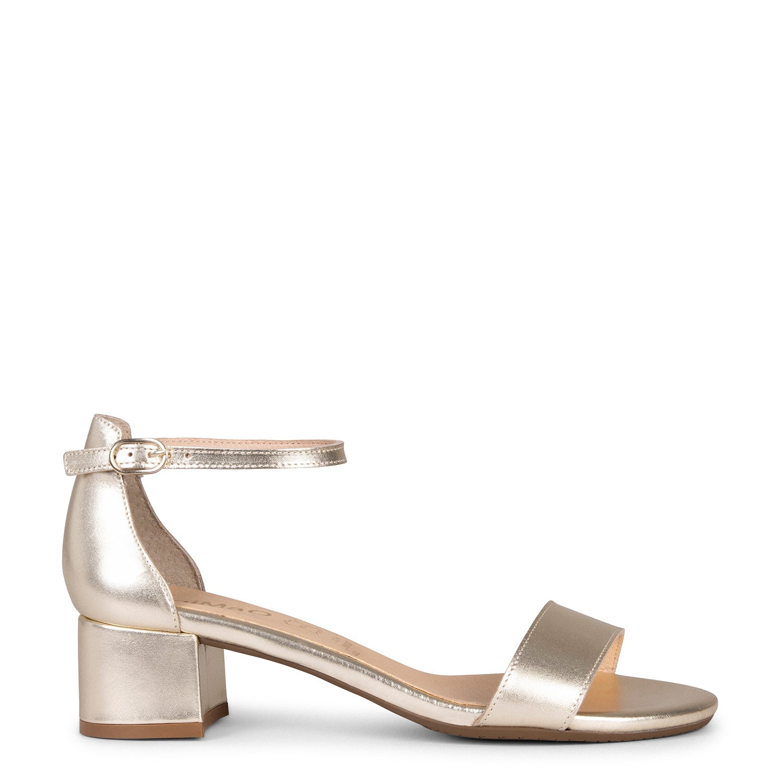 BEATRIZ – Sandalias de tacón ancho PLATINO