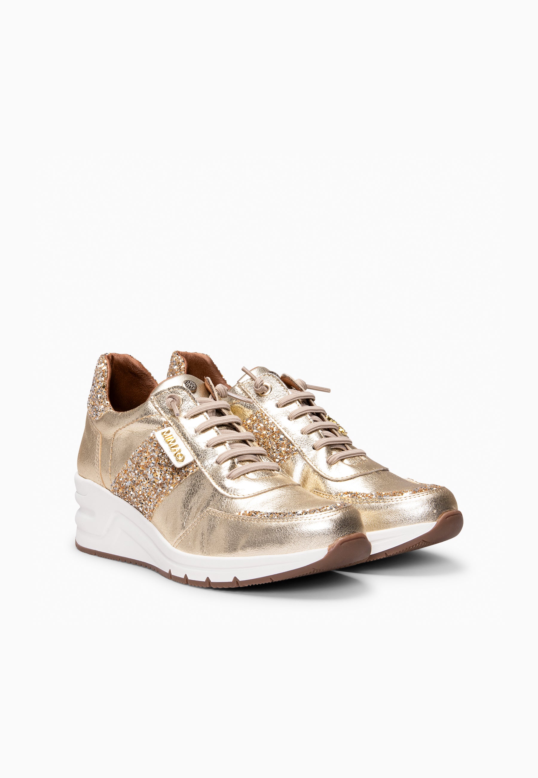 PAU - Zapatillas con cuña PLATINO