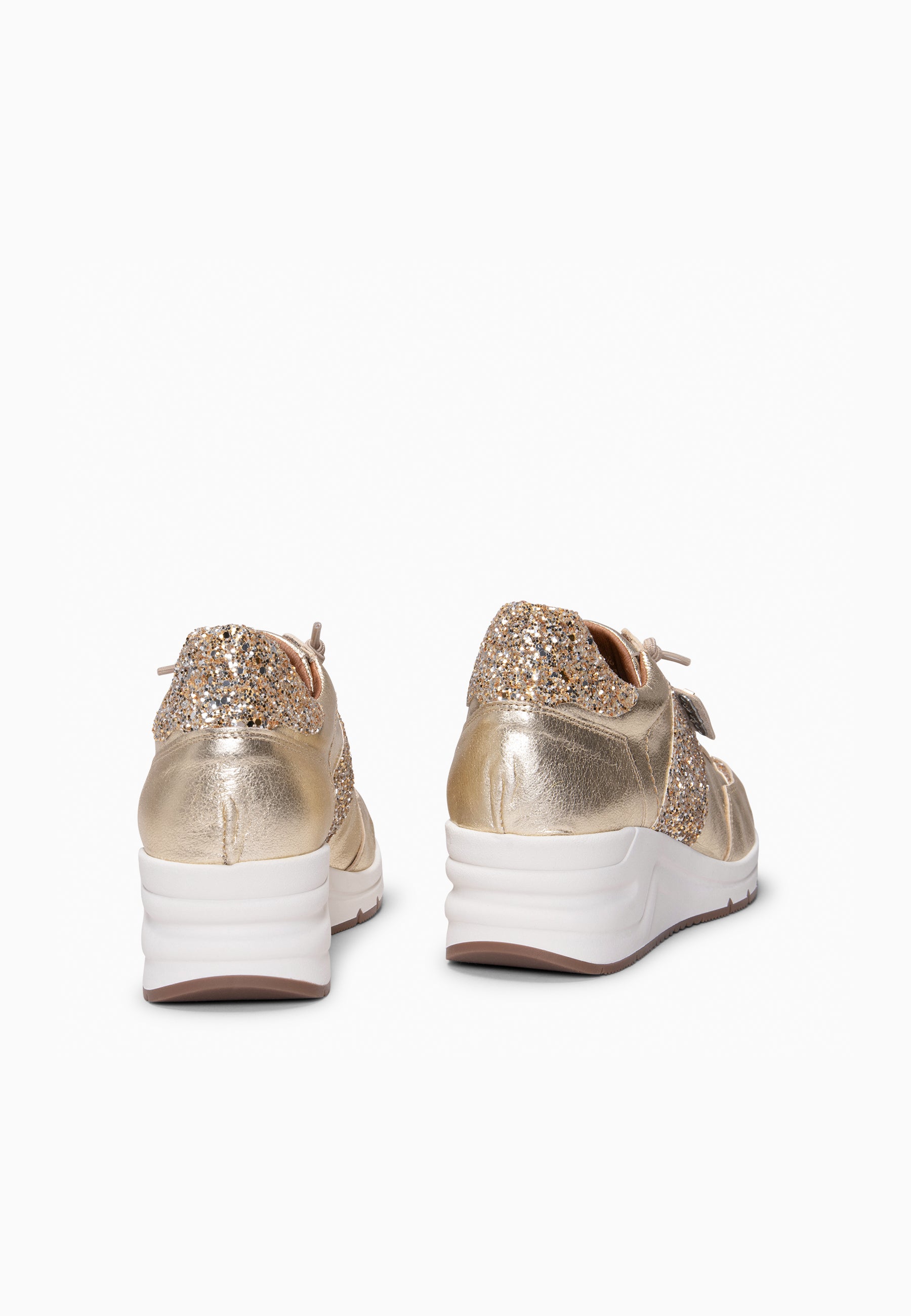 PAU - Zapatillas con cuña PLATINO
