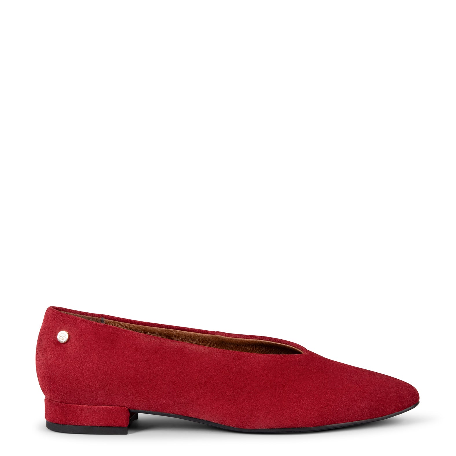 URBAN LACY - Bailarina con tacón bajo en piel de serraje ROJO