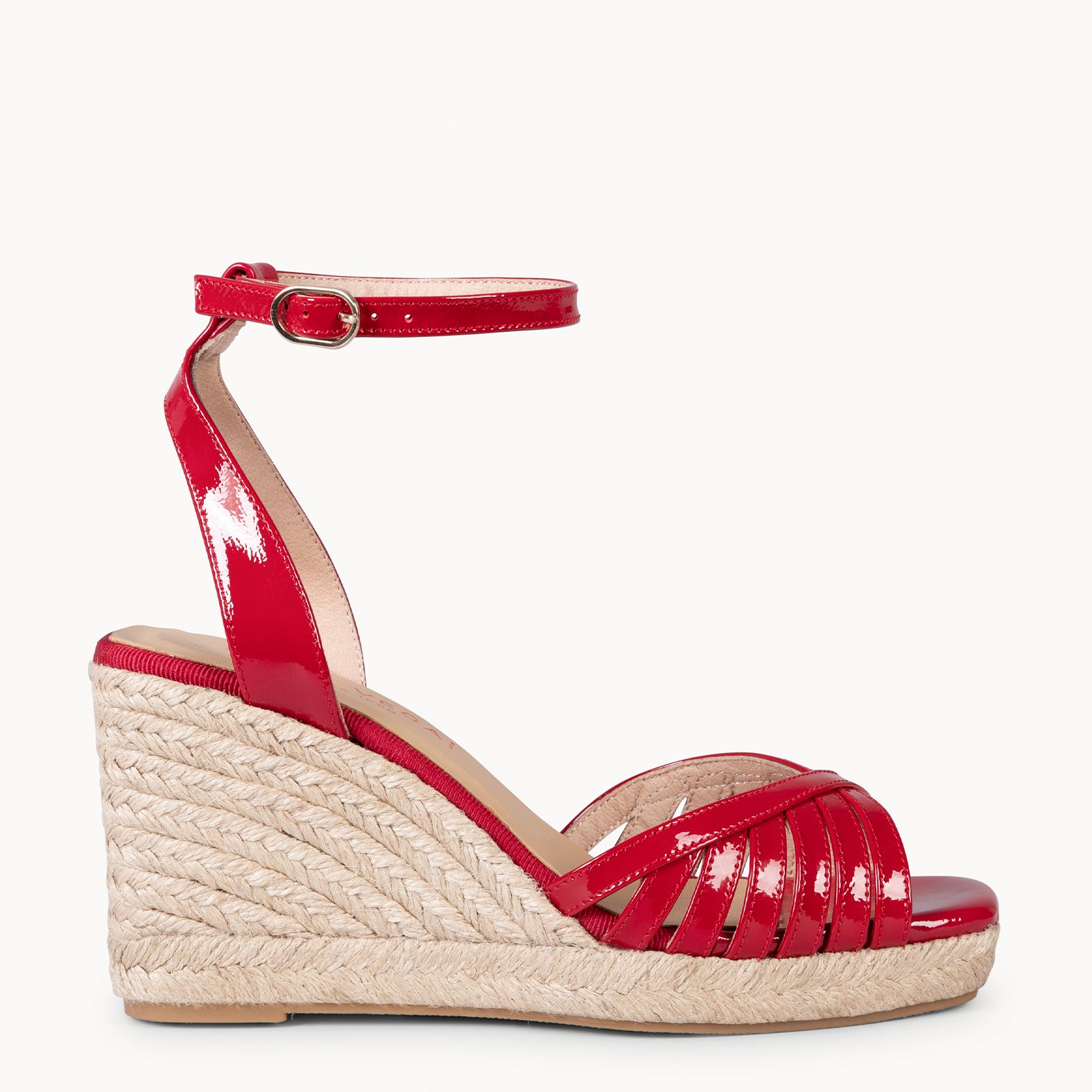 ISABEL - SANDALIAS ROJAS DE TIRAS CRUZADAS CON CUÑA