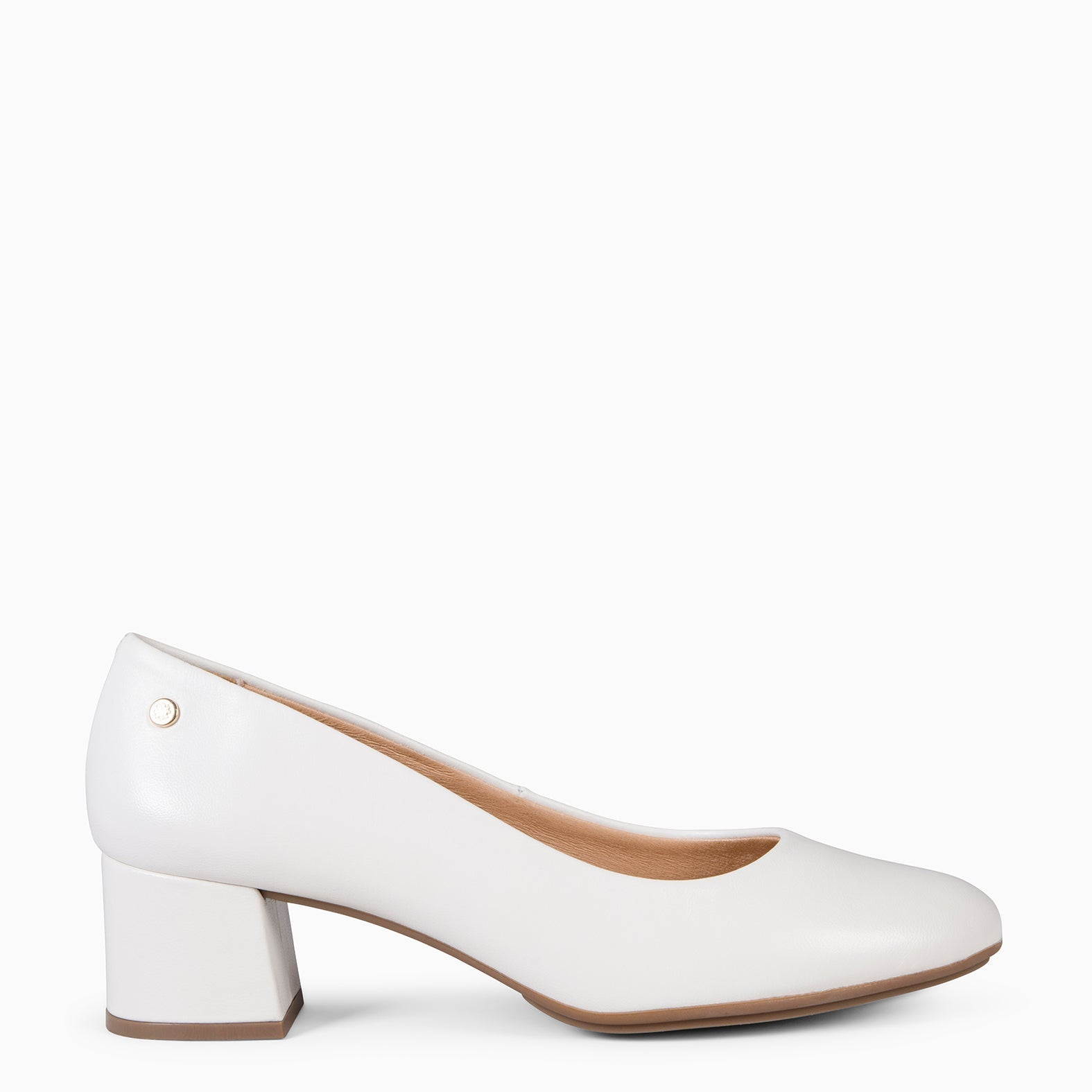 URBAN REDONDO SALÓN – Zapatos de tacón bajo de napa MARFIL