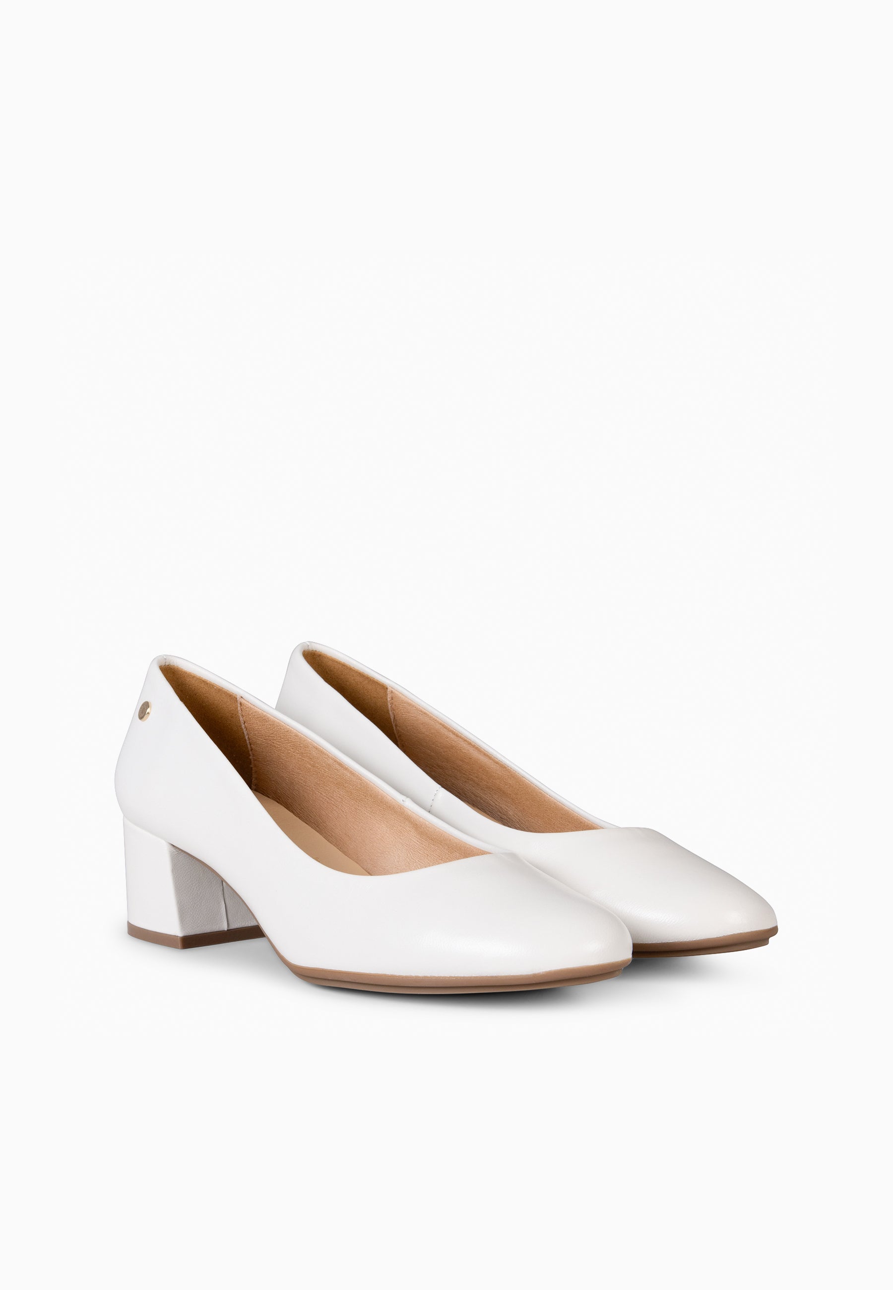 URBAN REDONDO SALÓN – Zapatos de tacón bajo de napa MARFIL