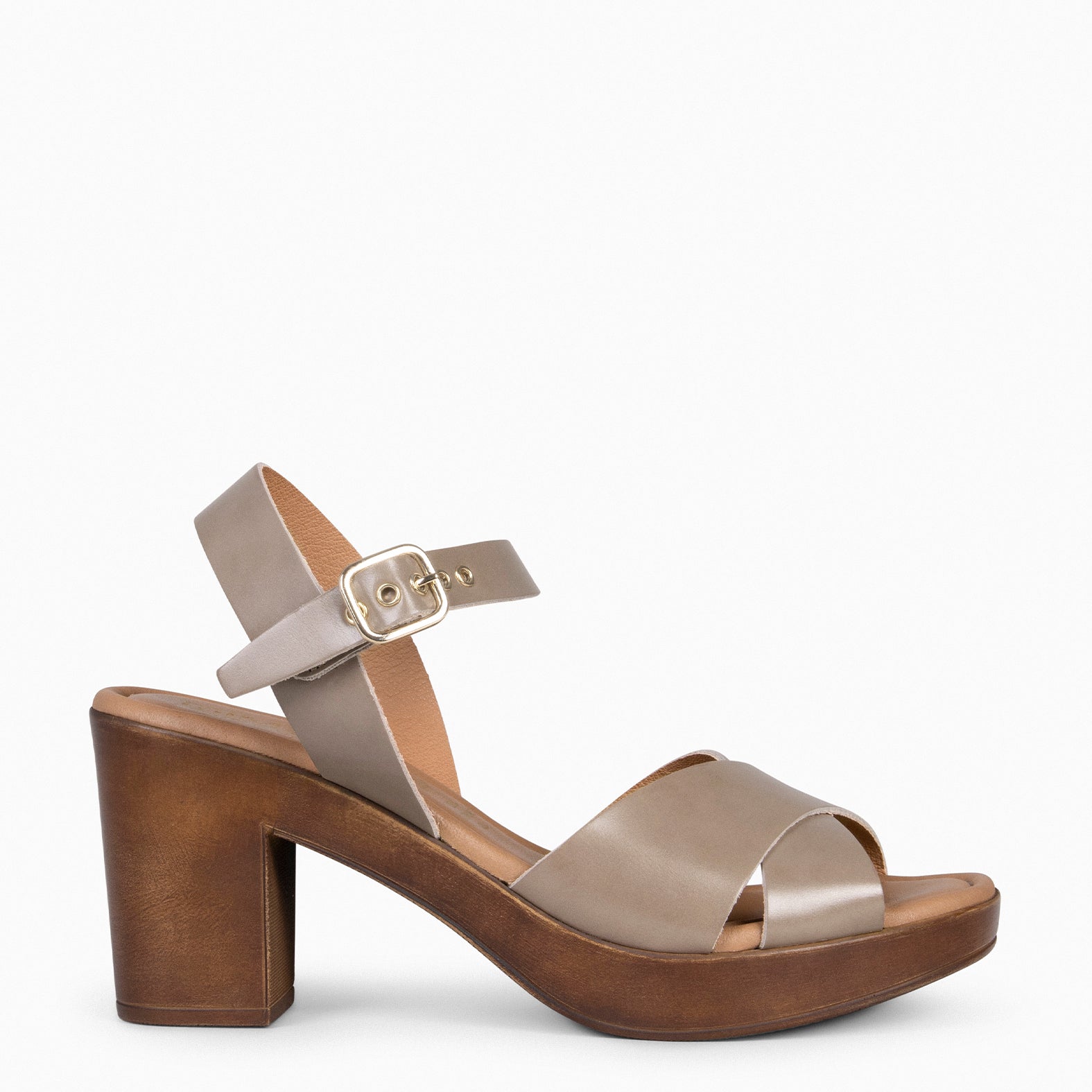 TAVIRA - Sandalias de tacón ancho TAUPE