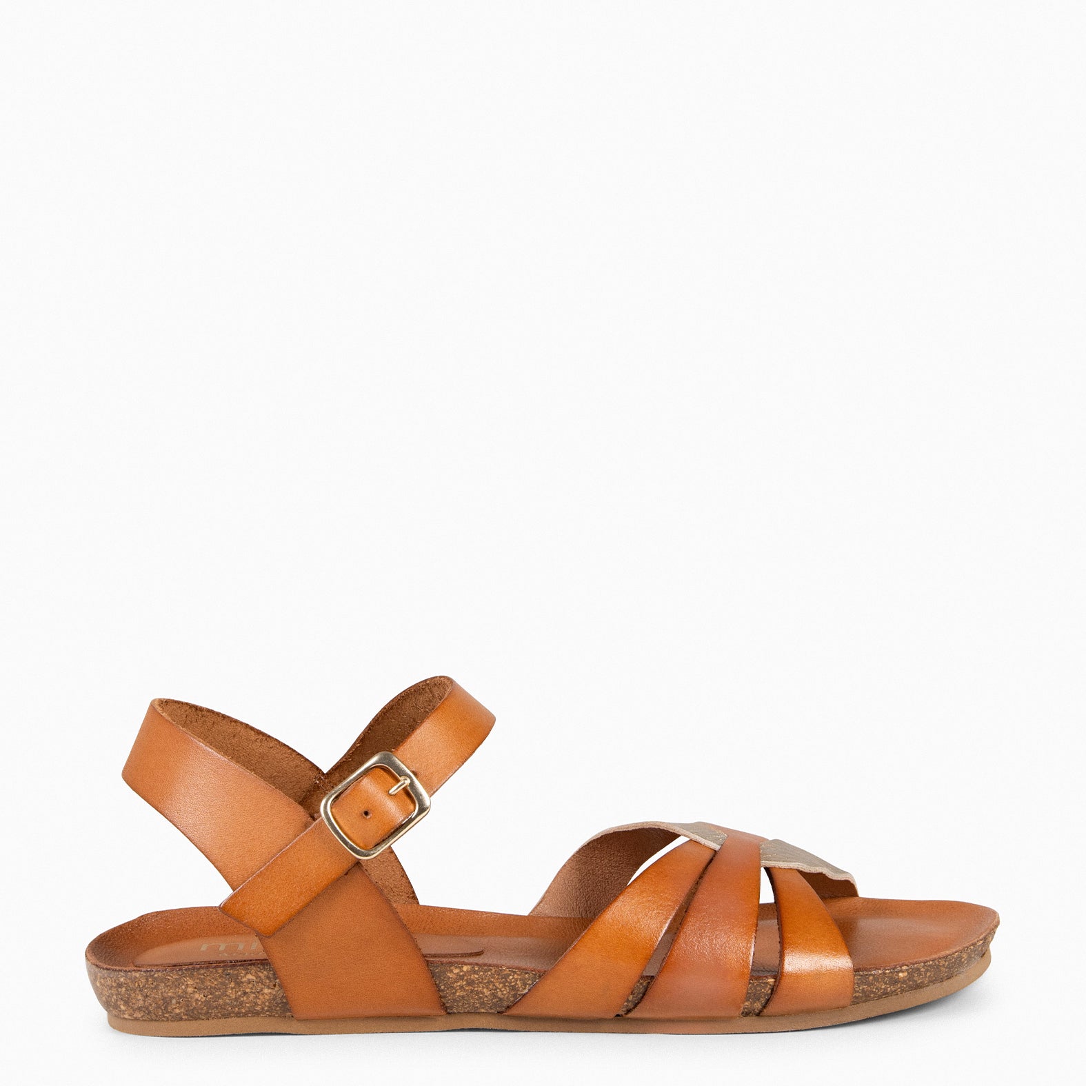 SALOMÉ - Sandalias planas con pulsera CAMEL