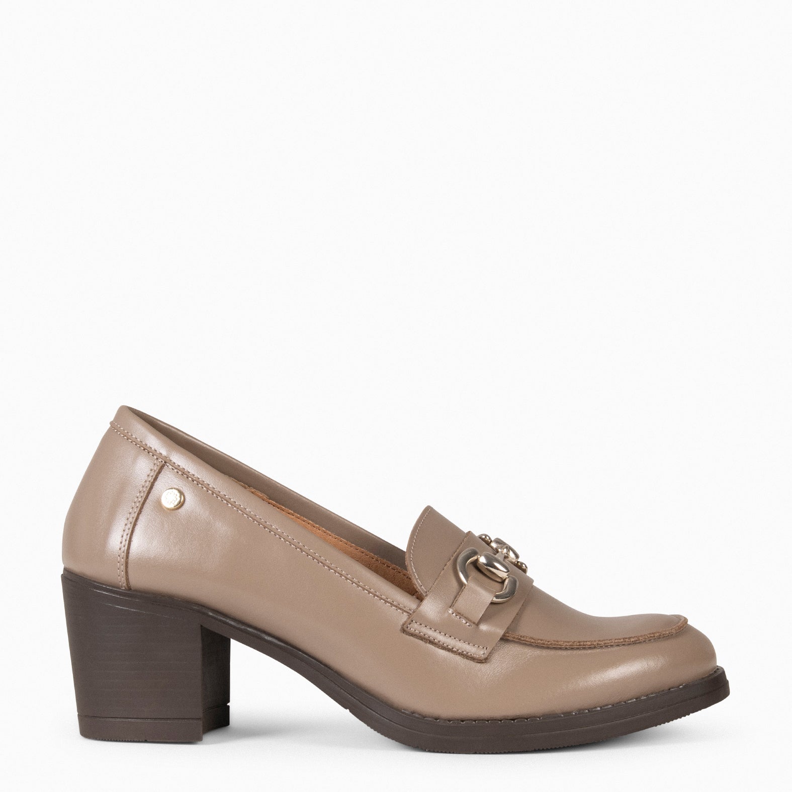 FABIOLA - Mocasines con tacón de napa TAUPE