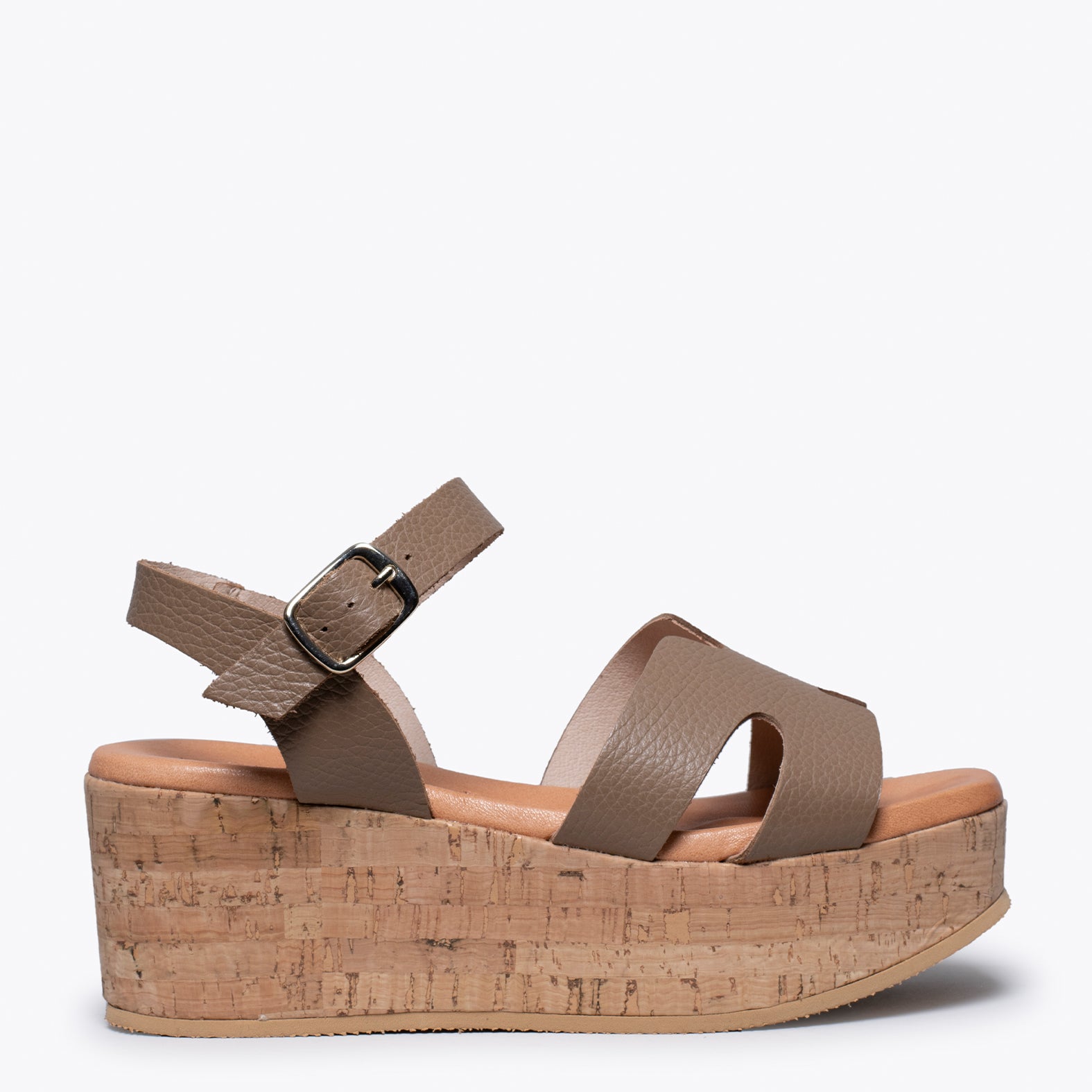 HACHE – Sandalia con cuña de corcho TAUPE