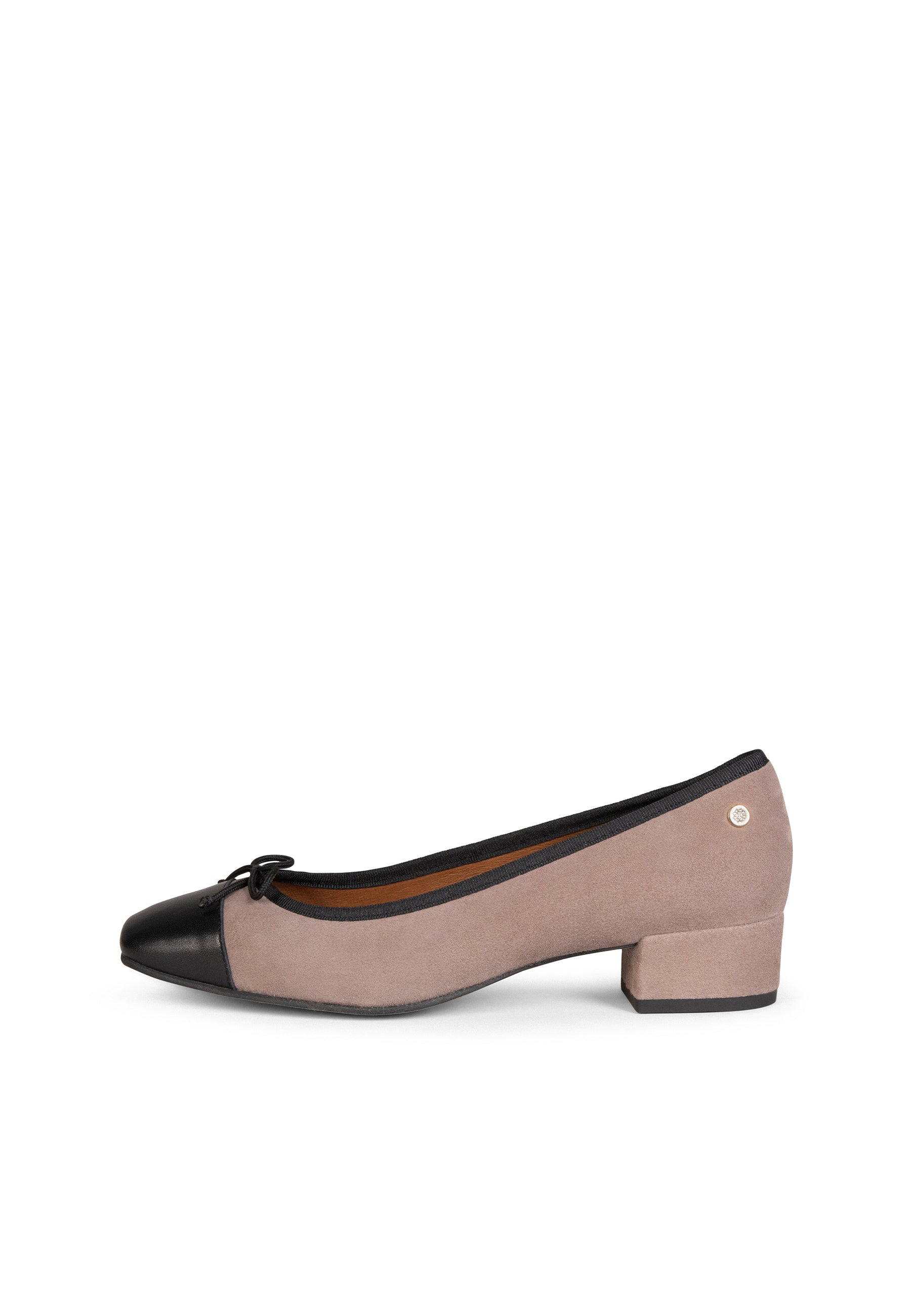 GLAMOUR - Bailarinas TAUPE con tacón y puntera NEGRO