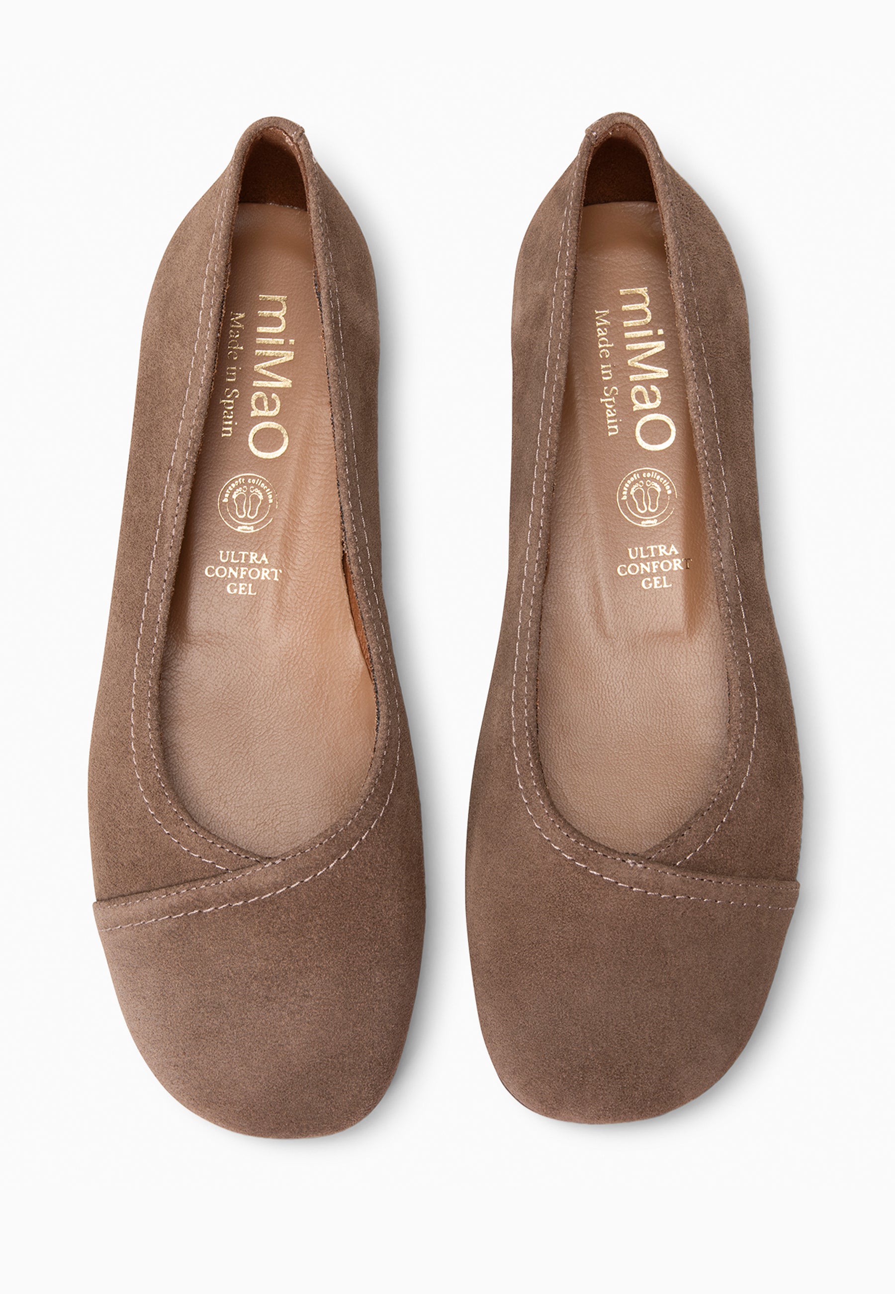 PLUMA - Bailarina baresoft de serraje en TAUPE