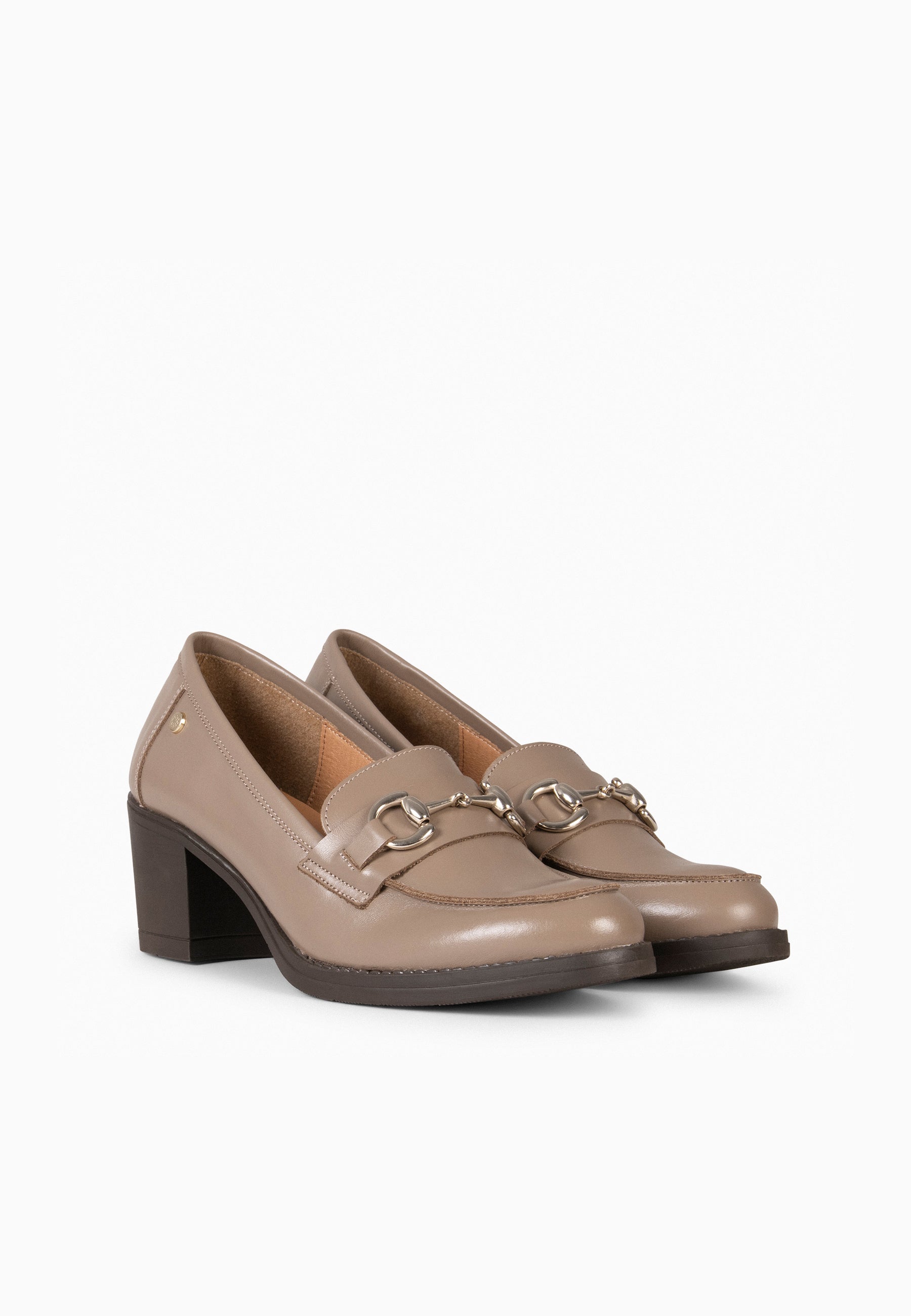 FABIOLA - Mocasines con tacón de napa TAUPE