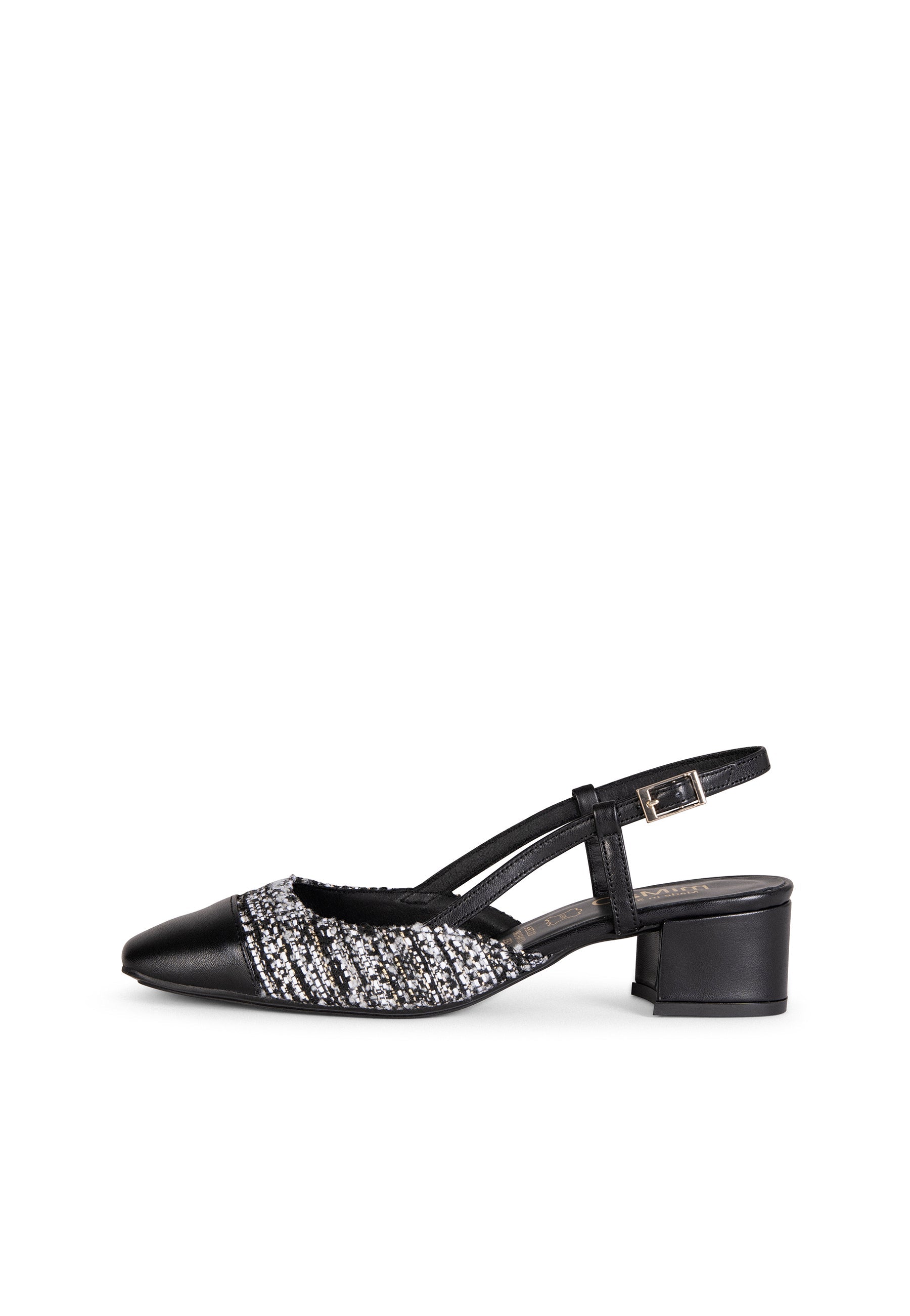 AUDREY - Manoletinas destalonadas Bicolor con tacón TWEED NEGRO