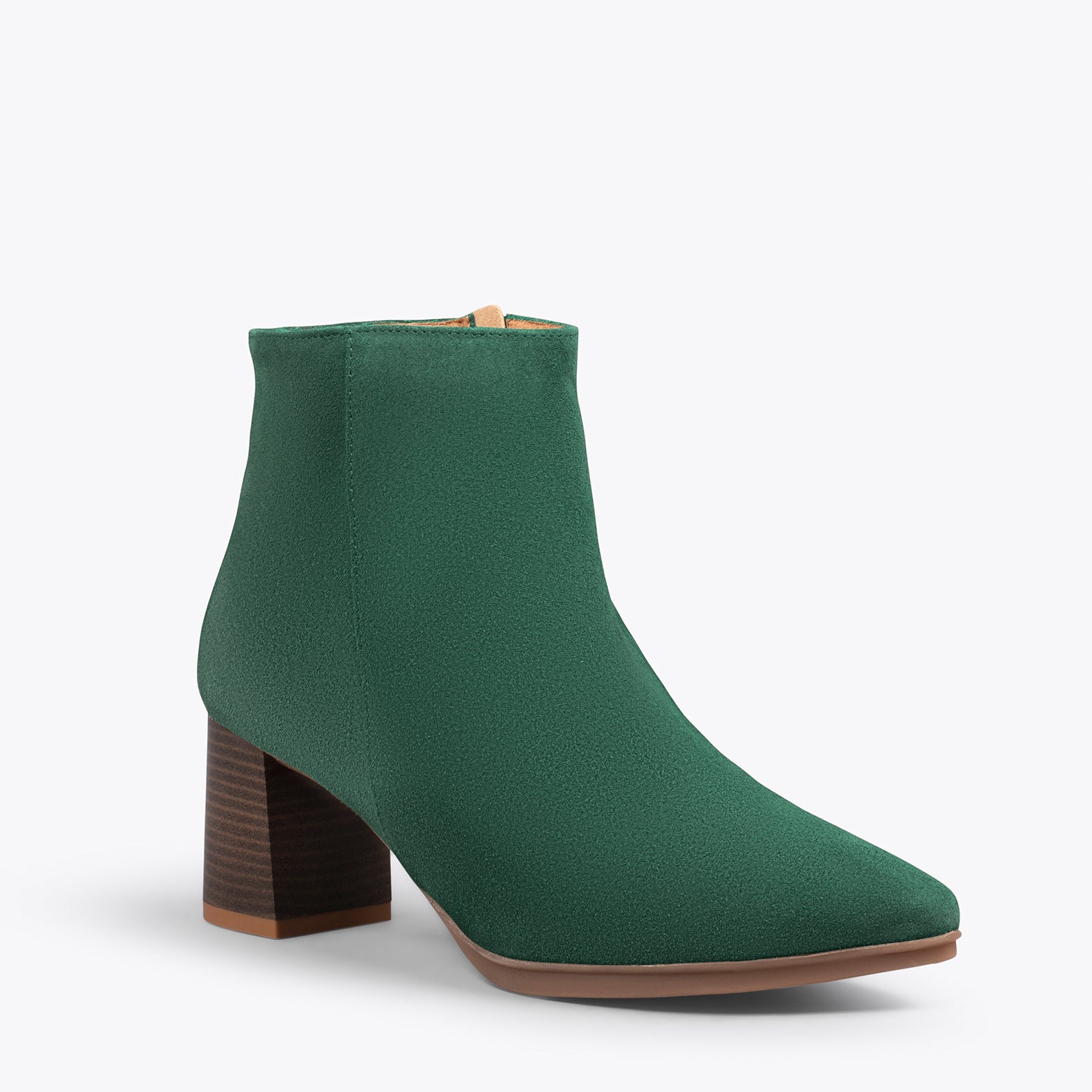 CITY -  Botines de tacón ancho y punta fina VERDE