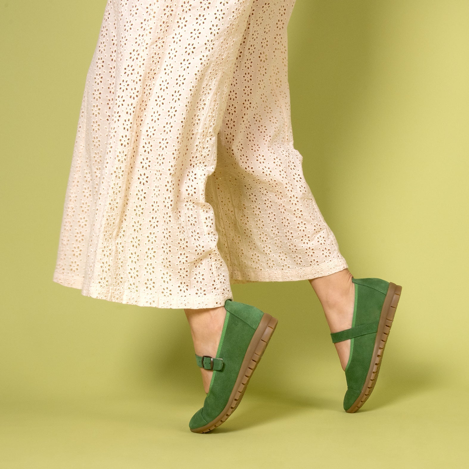 MICAELA - Merceditas de serraje VERDE