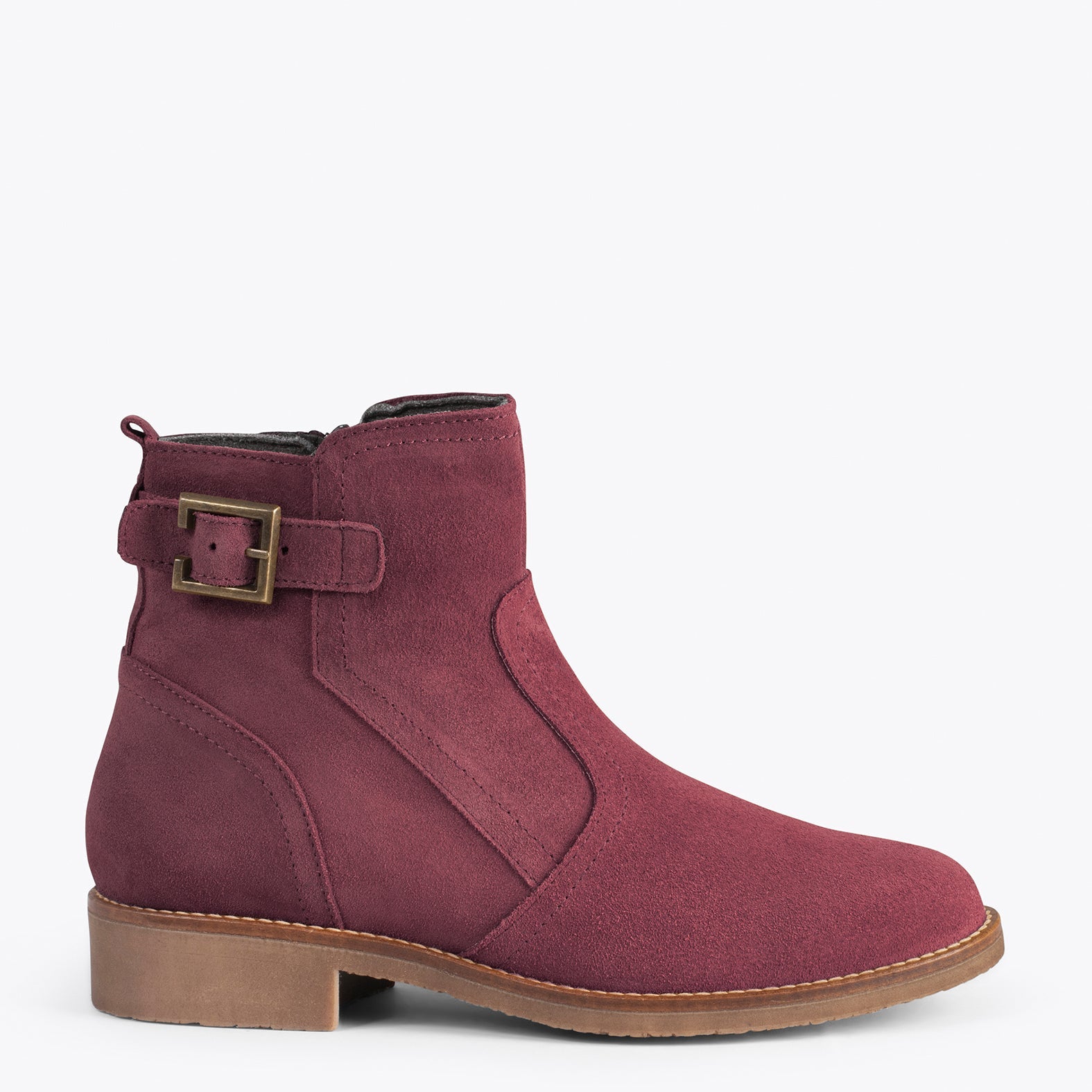 BIKER – Botines bajos con hebilla BURDEOS