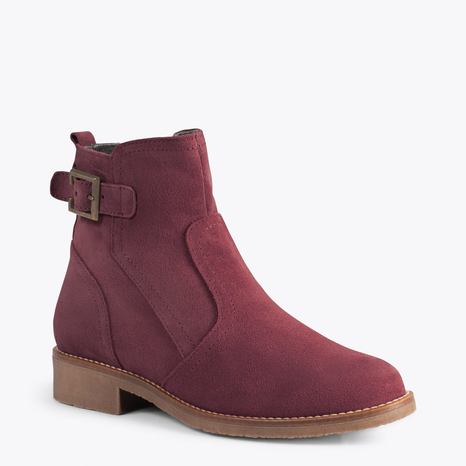 BIKER – Botines bajos con hebilla BURDEOS