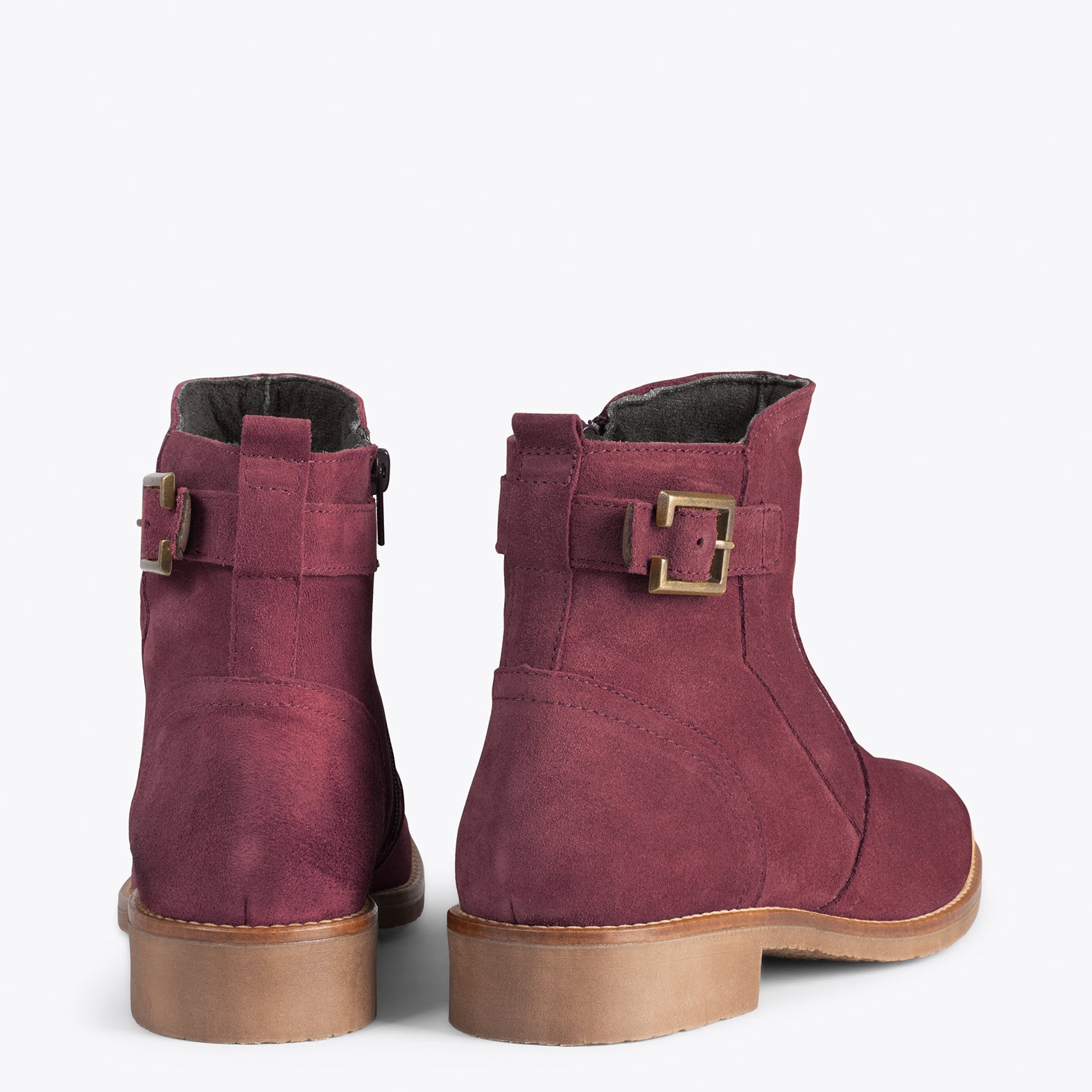 BIKER – Botines bajos con hebilla BURDEOS