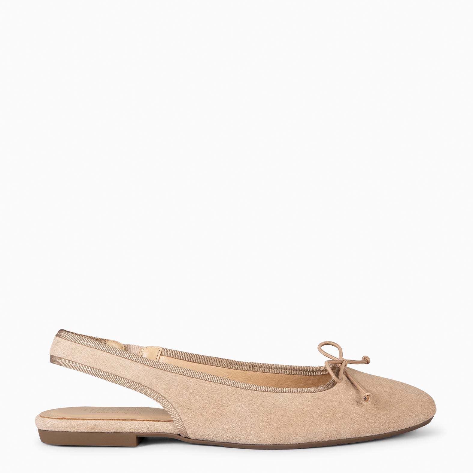 LUNA - BAILARINA DESTALONADA PLANA CON LAZO BEIGE