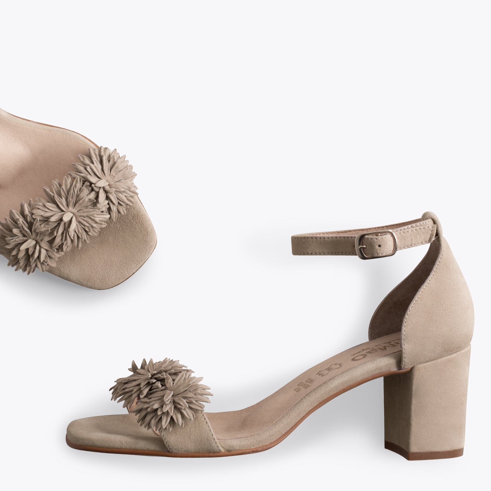ZINNIA - Sandalias de fiesta con flores CAMEL