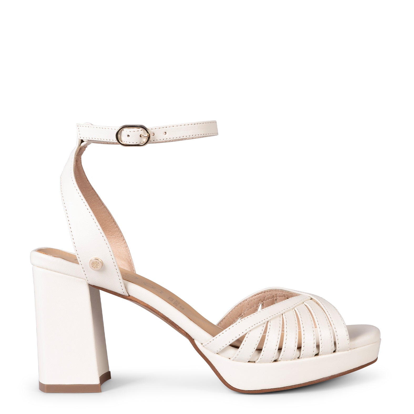 CRISTEL - SANDALIAS ELEGANTES DE TACÓN DE VESTIR HUESO