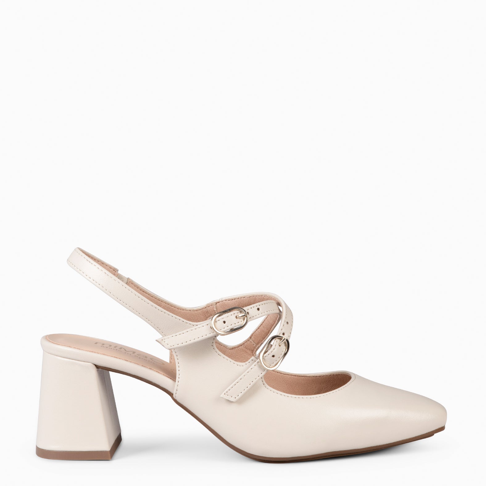 NAMIBIA - ZAPATOS DE MUJER DESTALONADOS DE TACÓN ANCHO HUESO