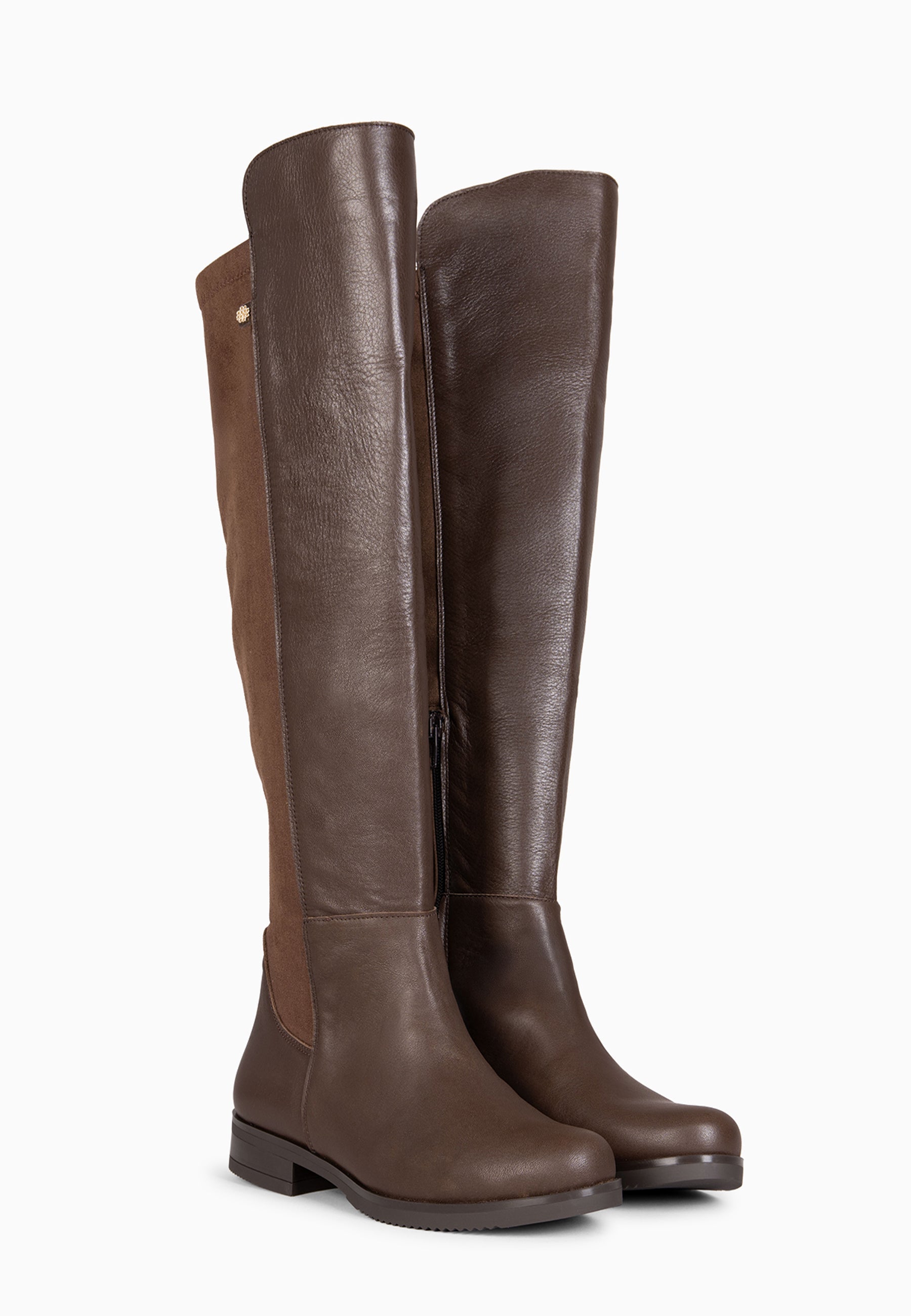 LIA - Bota alta de piel MARRON