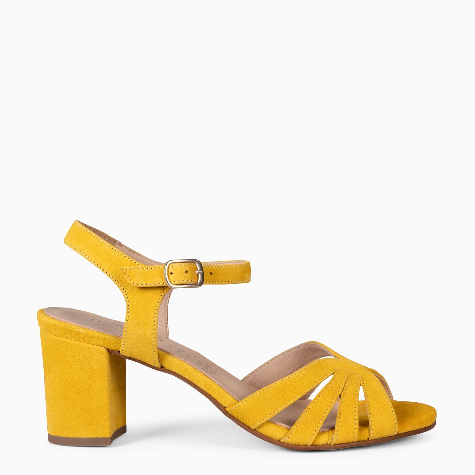 MUSA – Sandalias de Tacón ancho MOSTAZA