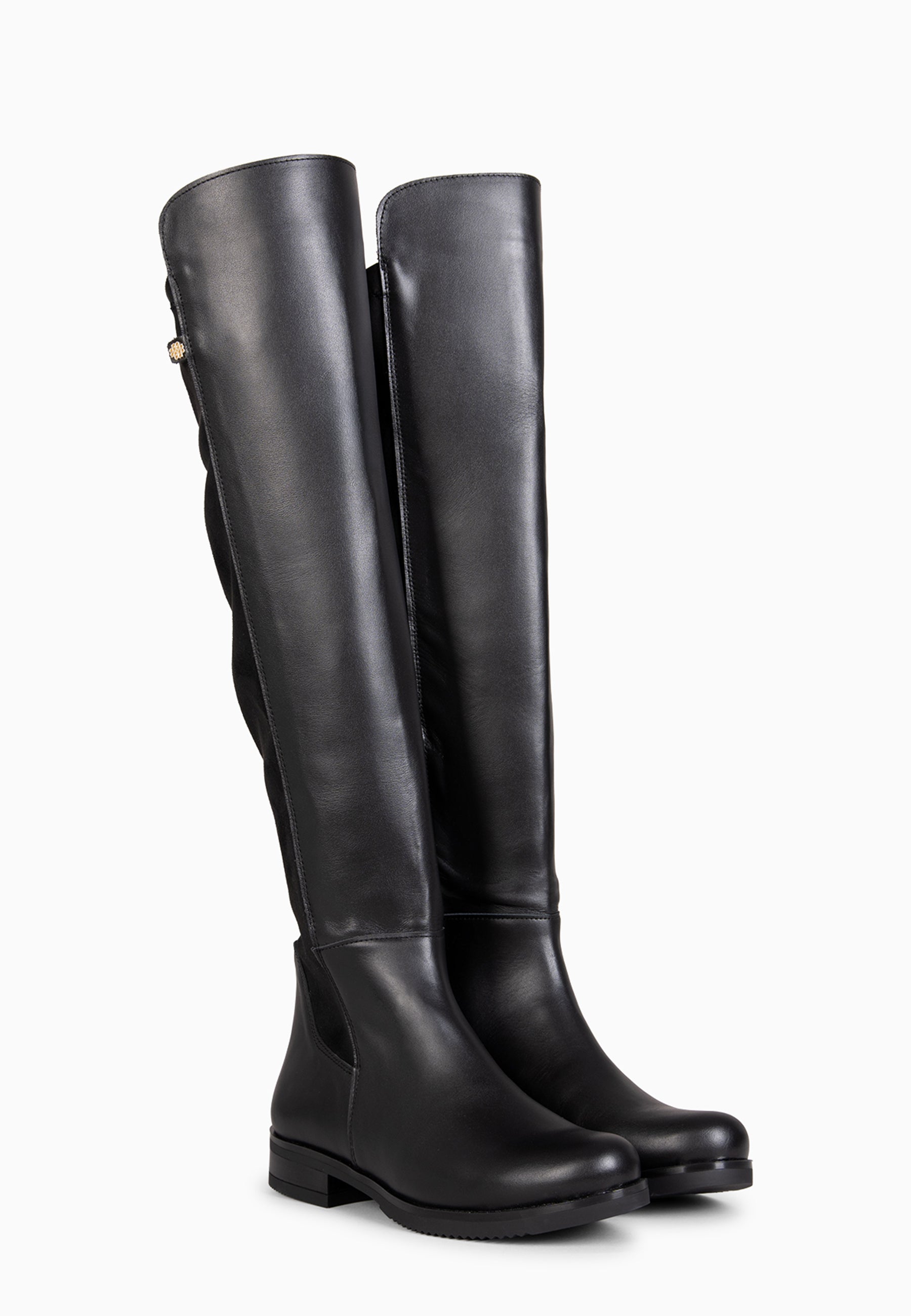 LIA - Bota alta de piel NEGRO