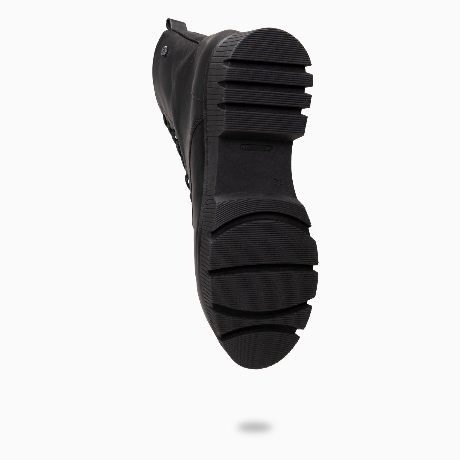 STONE - Botines militares de piel NEGRO