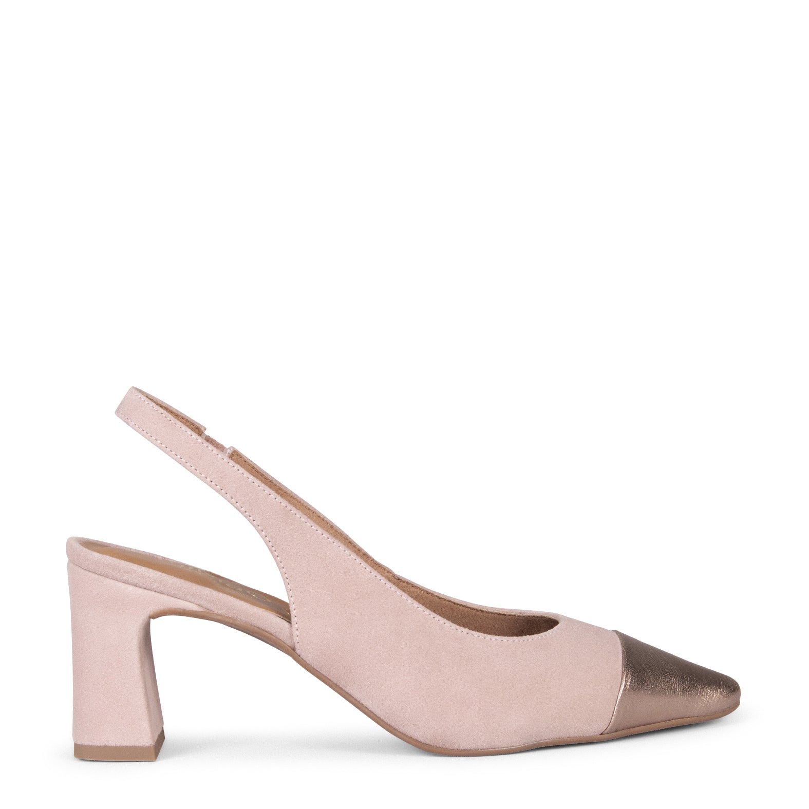 DIANA - Zapato NUDE con puntera PLATINO