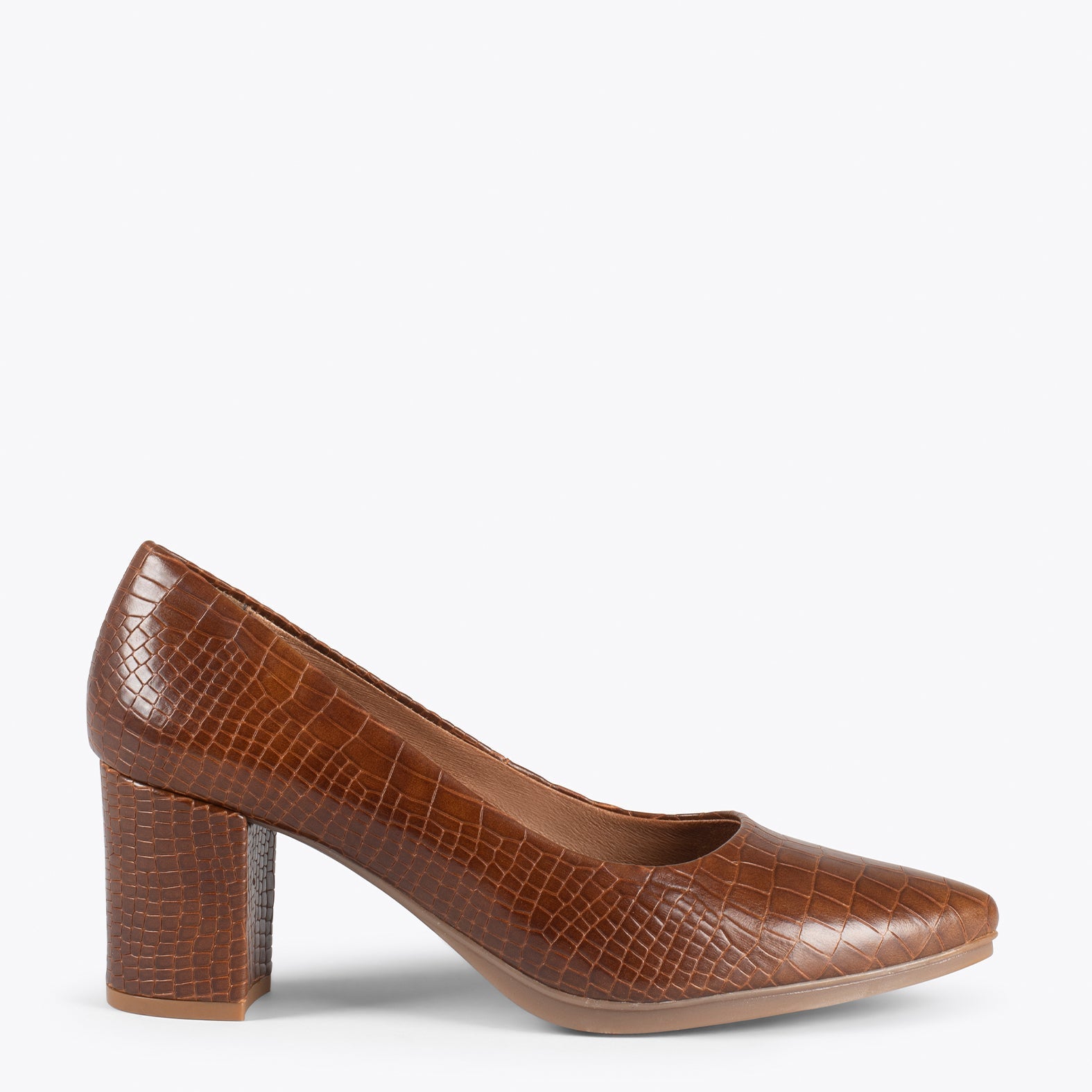 URBAN S COCO – Zapatos de tacón con textura de cocodrilo MARRÓN