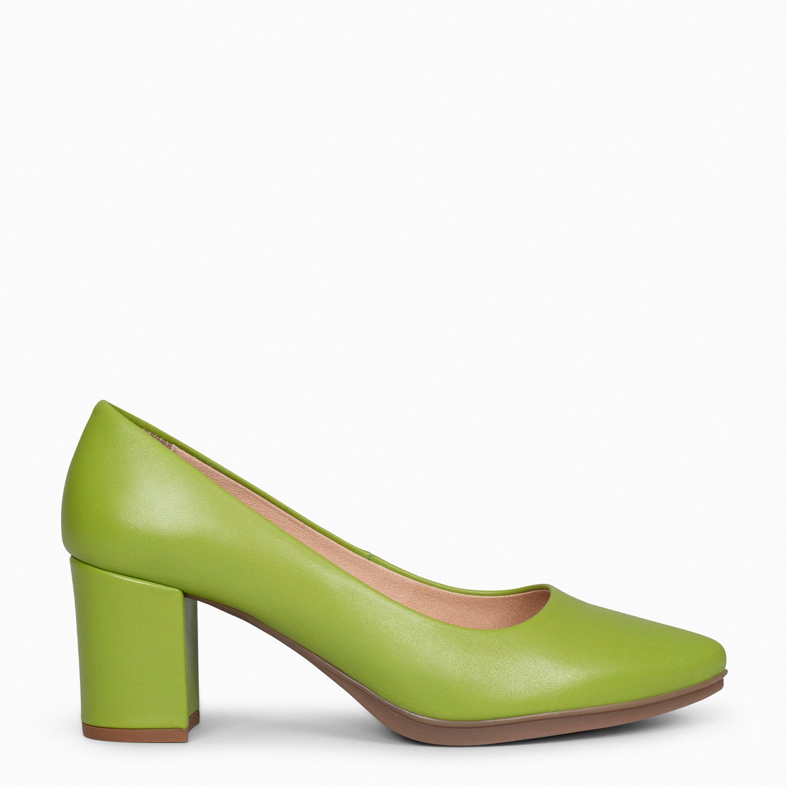 URBAN S SALON - Zapatos de tacón medio de napa VERDE PISTACHO