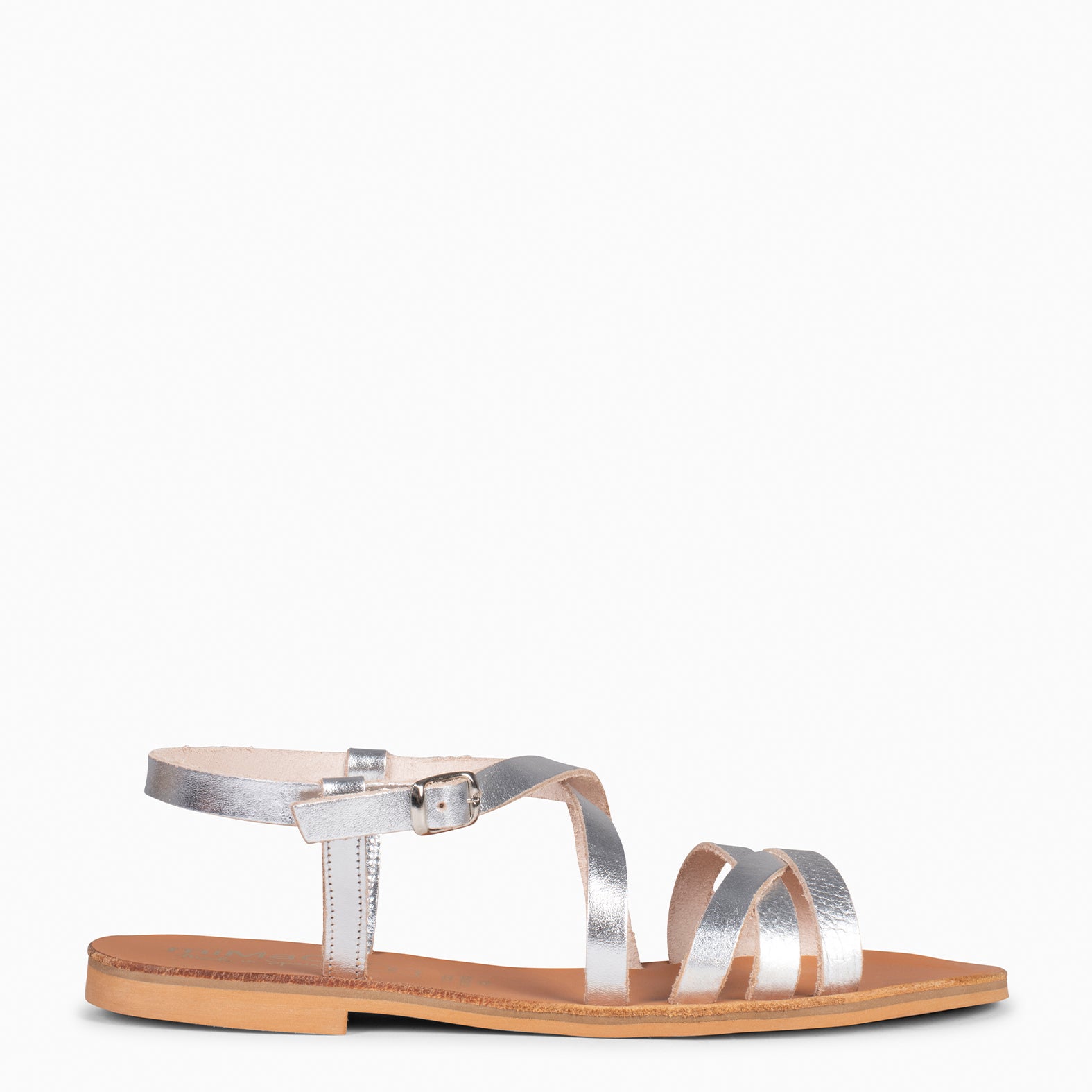 IXORA - Sandalias planas de mujer con hebilla PLATA