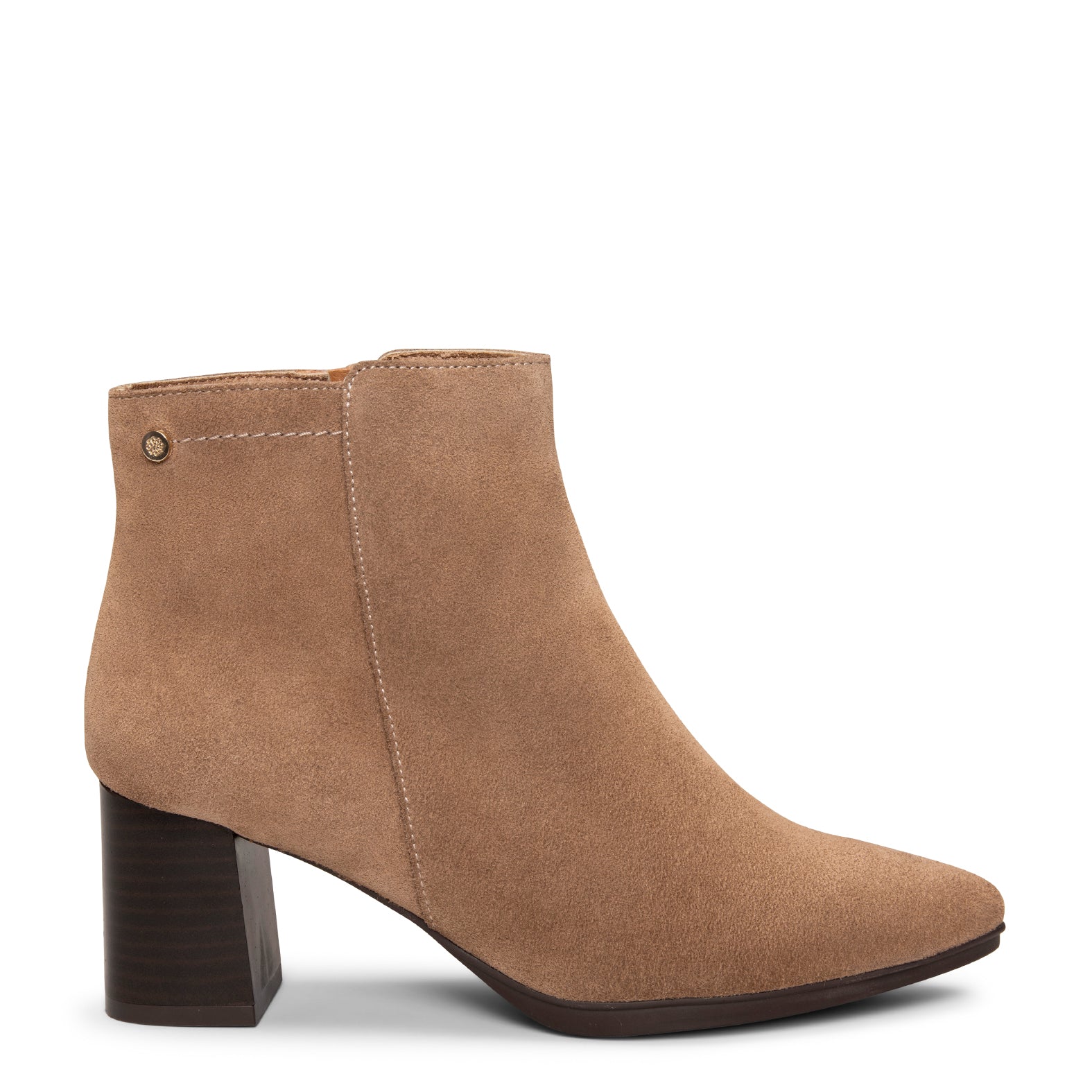 CITY - Botines de tacón ancho y punta fina TAUPE