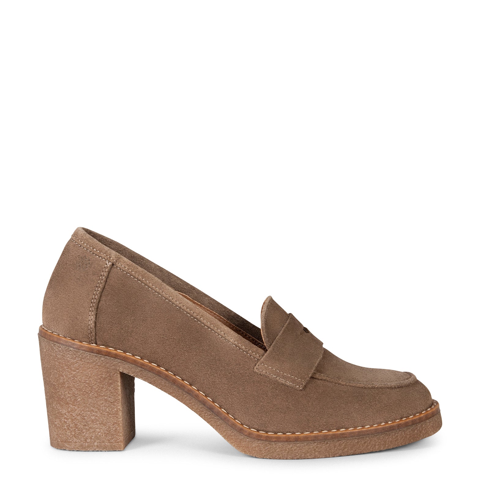 MOKKA – Mocasín de serraje con tacón TAUPE