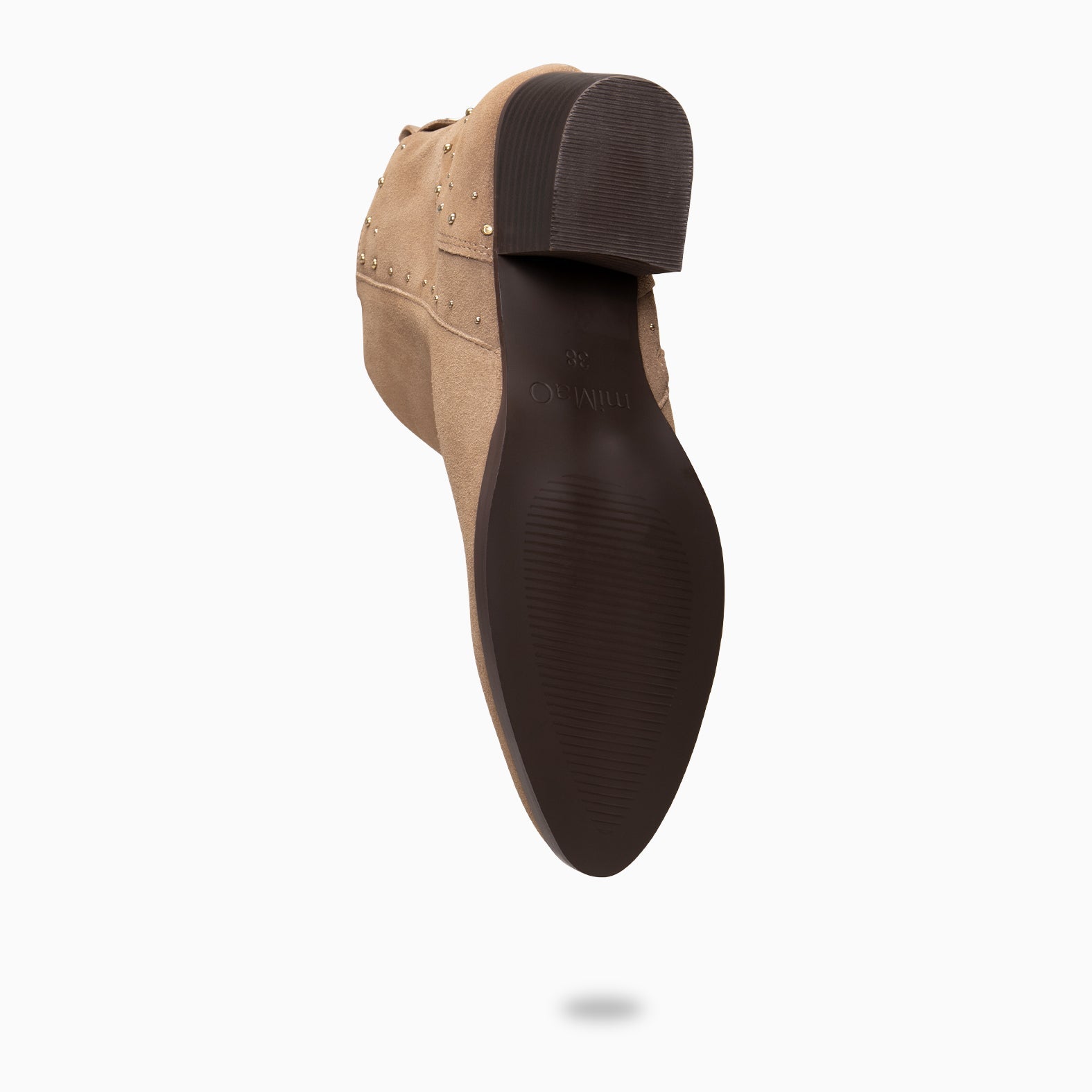 DUSTY – Botines de serraje con tachas TAUPE