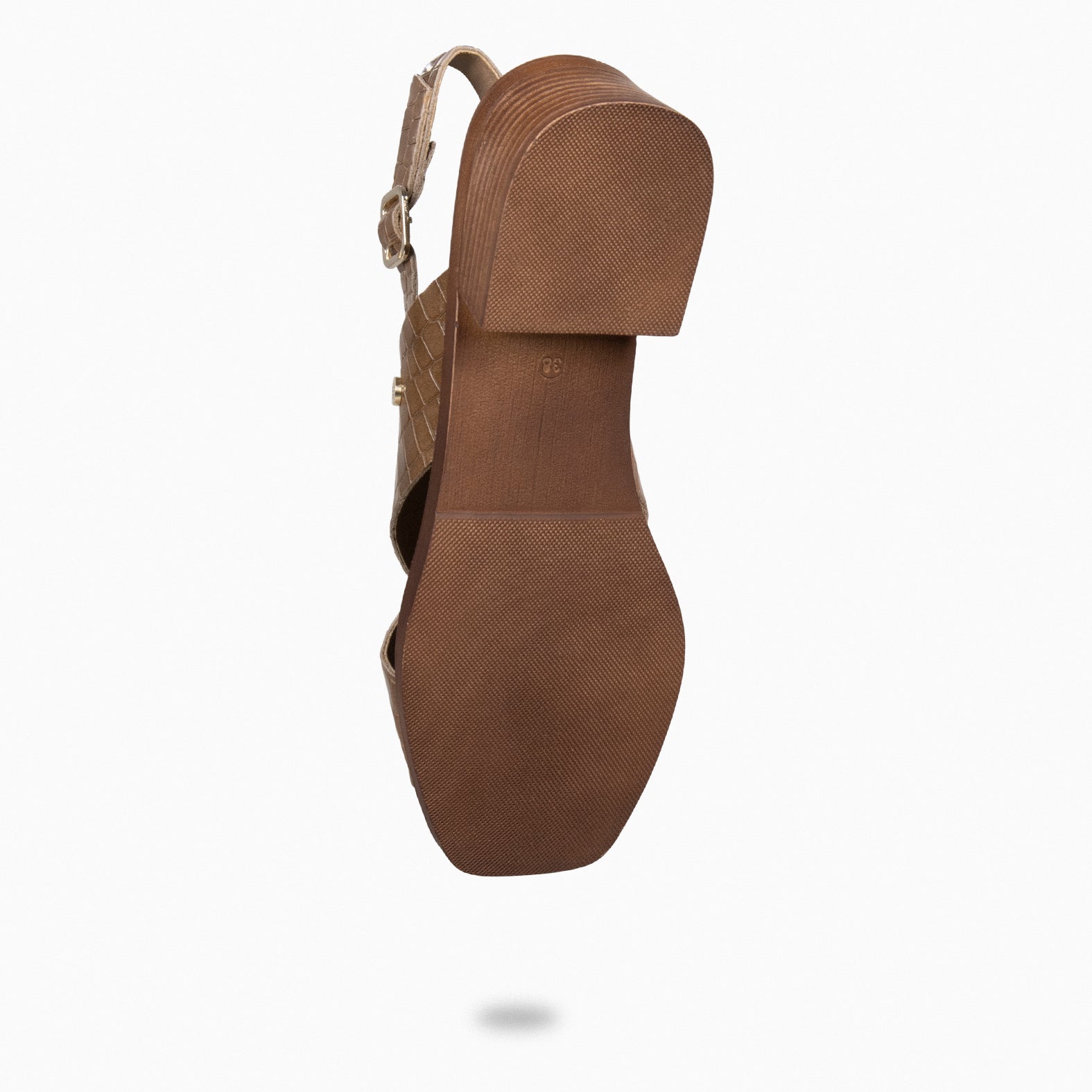 BETANIA - Sandalias planas de piel grabado coco TAUPE